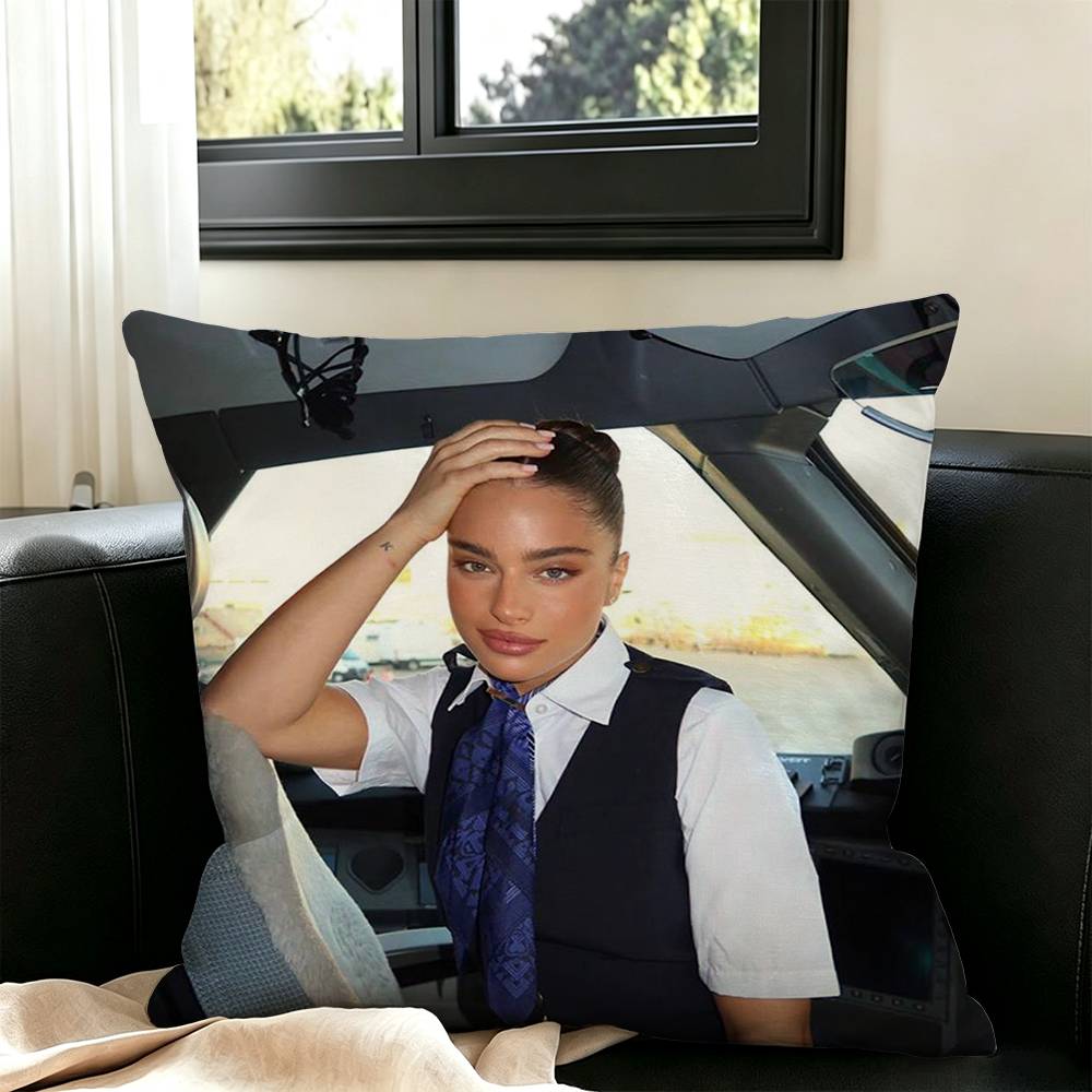 Israel Celebrity Noa Kirel  Square Double-Sided printed Pillow Case Bedroom Bedside Pillow Sofa Cushion Cover