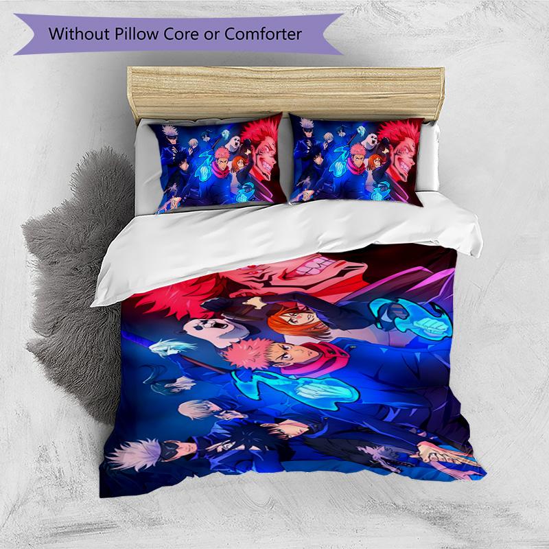 Jujutsu Kaisen Printed 3PCS Bedding Set Soft Breathable Duvet Cover Pillowcases Set Washable Bedroom Decor Home Gift