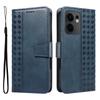 For Oppo Reno13 F 4G/Oppo Reno13 F 5G Leather Case Wallet Stand Grids Imprinted Phone Cover with Strap
