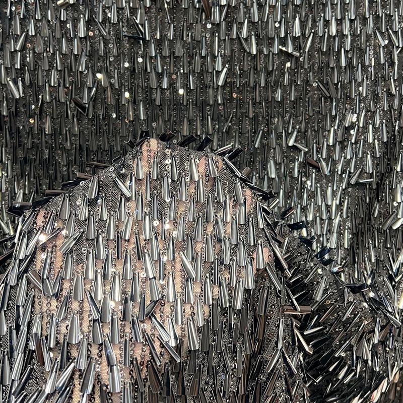 Sequined Embroidery Fabric Sparkly Stretch Stage Costume DIY Dance Dress Fabric by Yard Clothing Evening Gown Sewing Material