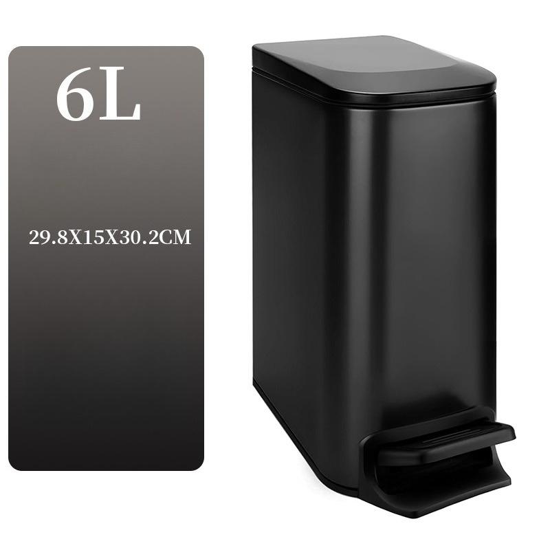 Slim 6L Stainless Steel Pedal Trash Can - Quiet Soft Closing Waste Bin for Bathroom, Bedroom and Narrow Gaps