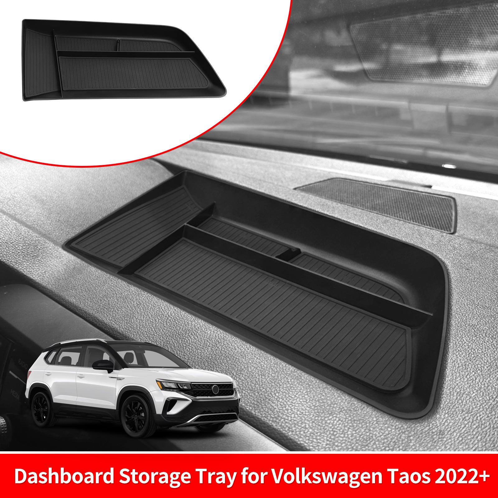 для Volkswagen Taos 2022-2024 Органайзер для хранения на приборной панели ABS Органайзер для заднего лотка экрана автомобиля Аксессуары для уборки Черный