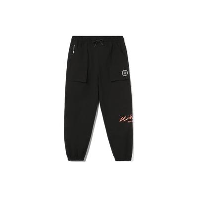 Li Ning Wade Series Solid Color Letter Print Drawstring Breathable Sports Pants Men Bottoms Black AKQR093-1