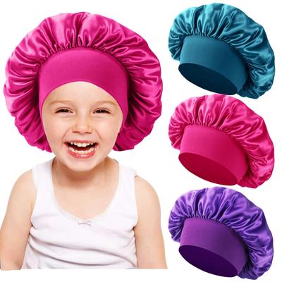 Europäische und amerikanische Schlafmütze aus Polyester für Kinder, elastische Simulationsseide, kleine runde Mütze, Baby-Haarpflegemütze