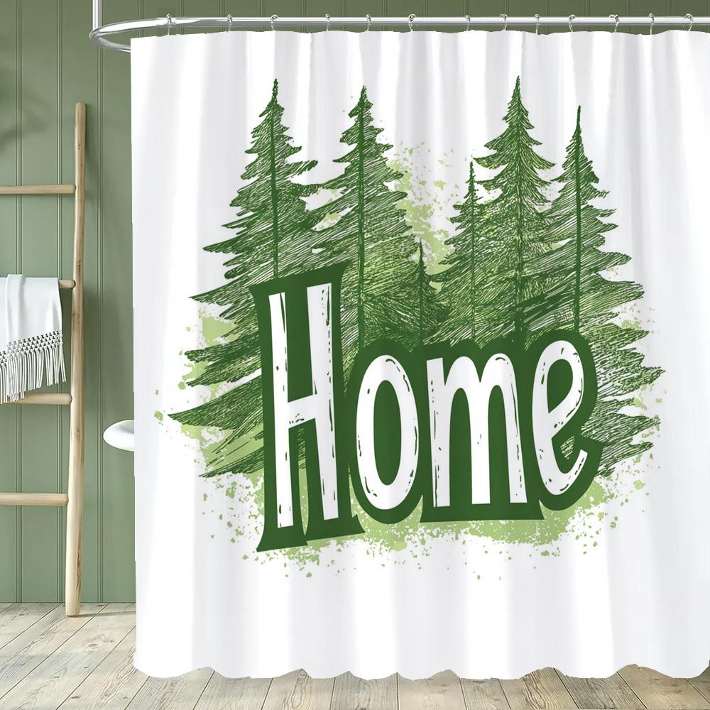 Simple Design Shower Curtain With Hooks Set For Bathroom Decor,Printed Polyester Fabric Home Decorative Curtain