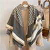Warm Thick Wool-Blend Scarf With Tassels Soft Faux Cashmere Square Shawl Women Winter Office Daily Wear