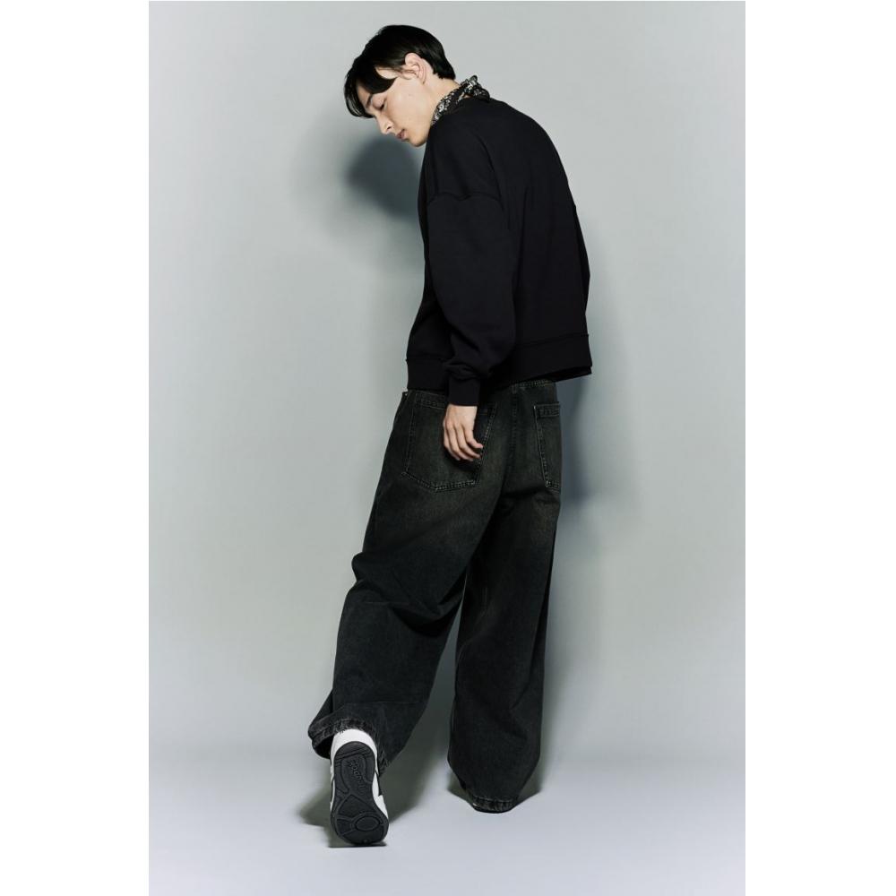 H M Cotton sweatsHirt Oversized Fit Black