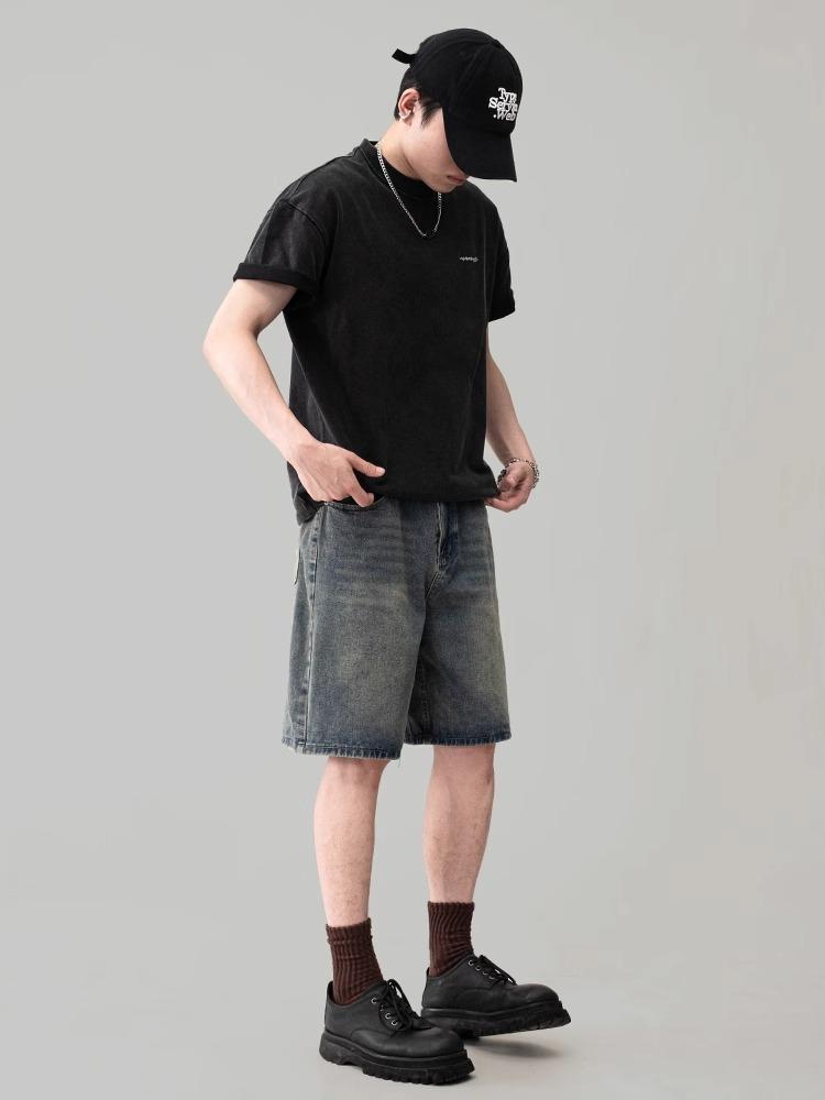 Men's Trendy Retro Washed Five-Point Denim Shorts