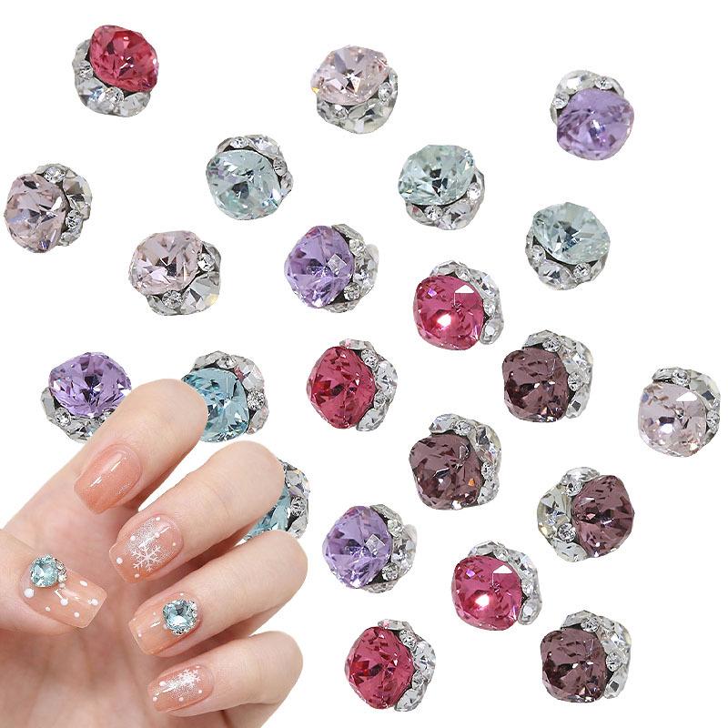 Flash K9 6mm Fat Square Rhinestones for Nail Art - Multi-faceted, No Base Holder, Wearable Nail Accessories