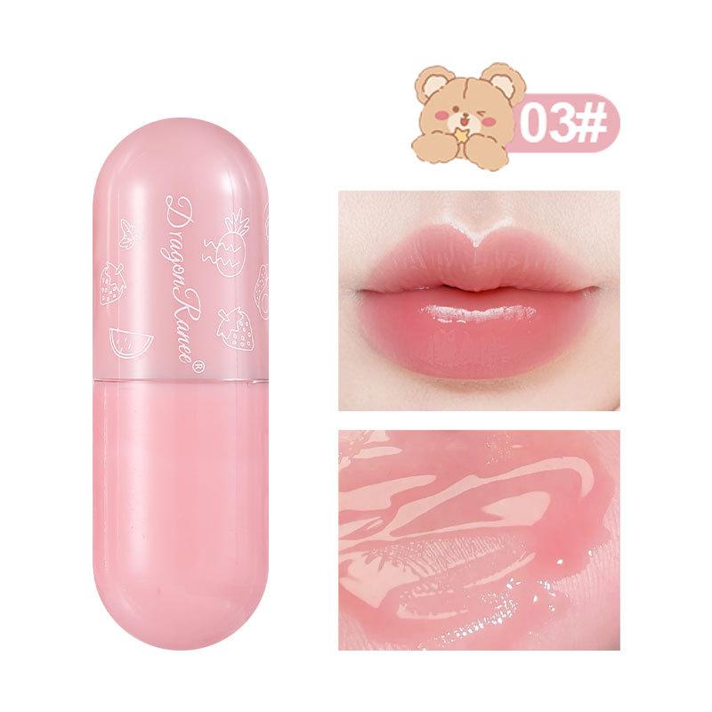Dragon Ranee Mirror-effect Cute Bear Waterproof Lip oil,Your Go-To for Cute,Lasting Lips,Student-Friendly