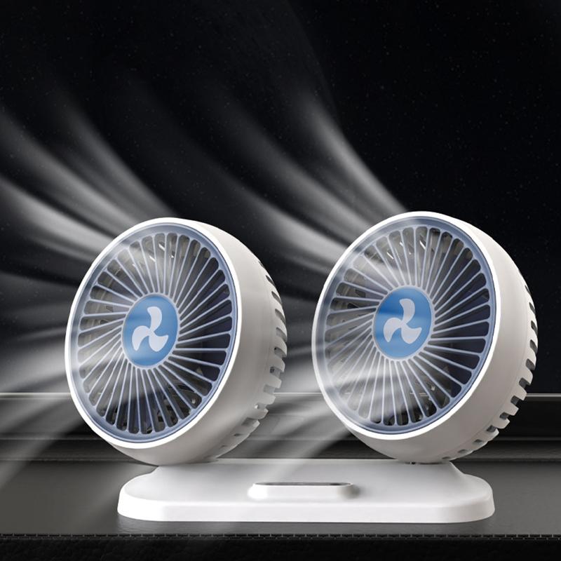 12V 24V Car Fan 360Degree Two-key Switch Independent Separatio Air Cool Vehicle Double-Head Rotating Electric Fan Car Appliances