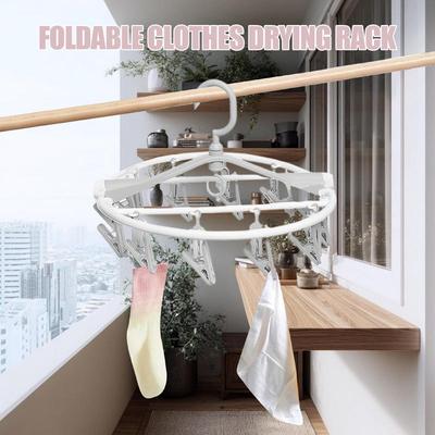 Sock Drying Rack Laundry Space Saver 20 Clips Hanger Portable Folding Round Sock Rack For Bathroom Outdoor Patio Dorm Closet