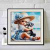 New Arrival 5D DIY Full Circle Diamond Painting "Girl and Dog" Embroidery Cross Stitch Home Decor Gift