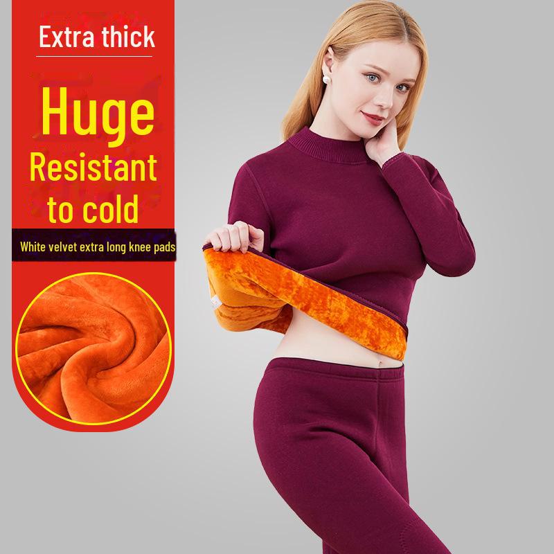 

Мужской и женский термобелье из плотного бархата для людей среднего и пожилого возраста - однотонный зимний комплект 3XL