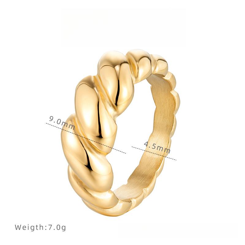 Titanium Steel Electroplated Croissant Ring Women's Summer Premium Croissant Ring Niche Twist Jewelry