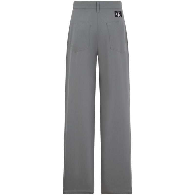Calvin Klein Classic Label Pleated Loose Casual Pants Women bottoms Starry-Gray J224088