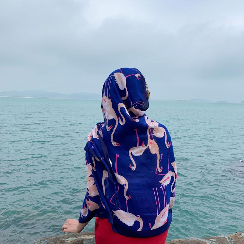 Women  Shawl Multi-color Variety Retro Flower Pattern Shade Scarf Lightweight Face Cover