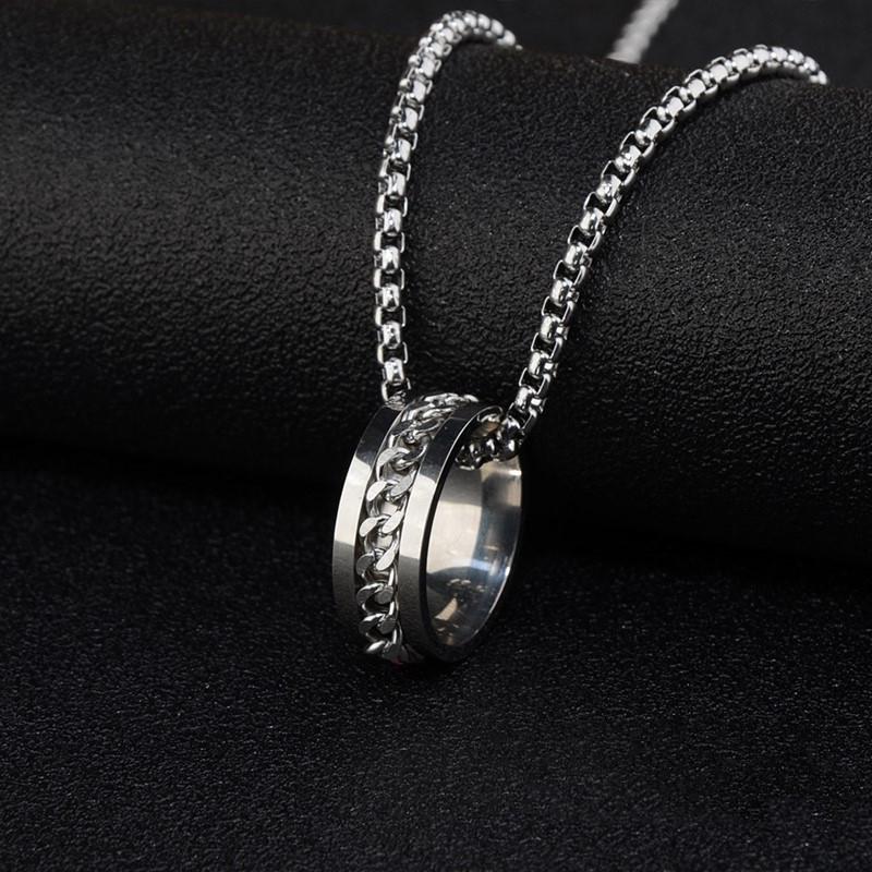 Brand All-Match Ring Necklace Dual-Use Men'S Pendant Simple Women'S Hip-Hop Personality Titanium Steel Accessories