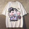 2026 Summer Fashion Crayon Shin-chan Cat Cosplay Men's Cotton O-Neck Short Sleeve T-shirt Breathable Cute Anime Streetwear Kids