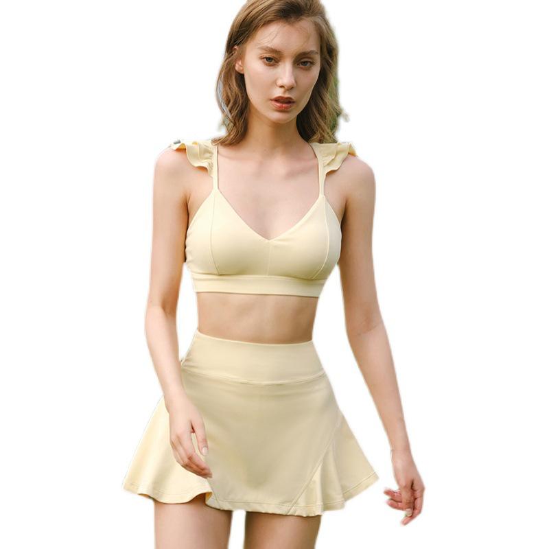 2022 Trendy Influencer Ruffle Sports Bra: Shockproof, Supportive Yoga and Fitness Top for Women