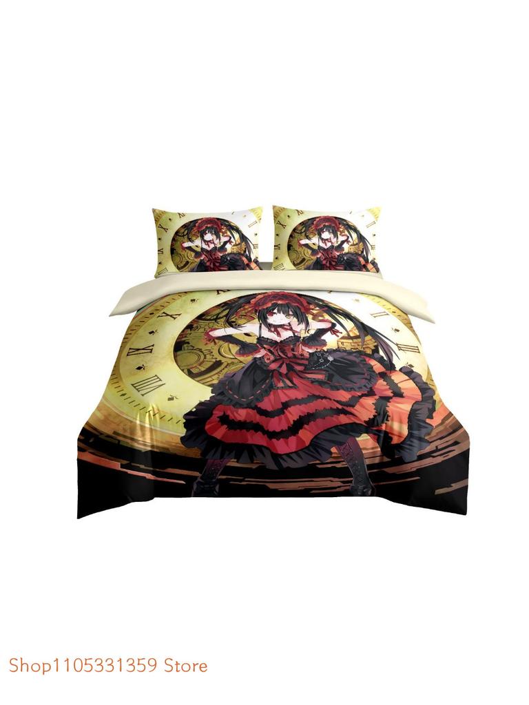 Japanese Manga Date A Live Tokisaki Kurumi Bedding Set Aldult Kid Bedroom Duvet Cover Sets Single Twin Full Queen King Size