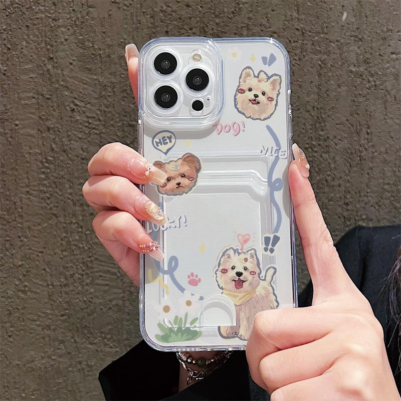Card Slot Holder Silicone Wallet Pocket Case For Xiaomi Redmi Note 12 13 Pro iPhone 17 Air 16 15 14 13 Samsung S23 S24 S25 Cover Clear Phone Bumper