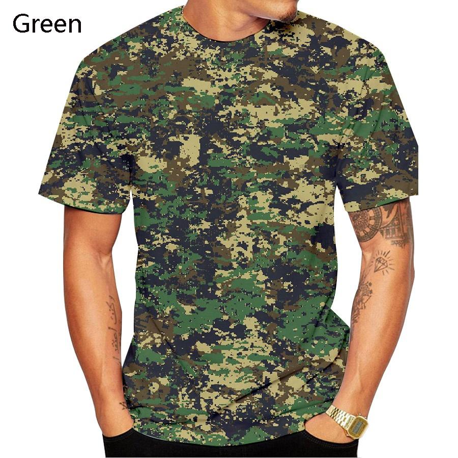 Summer New Men Casual Fashion Camouflage Printing 3D T-Shirt Short Sleeve Tops