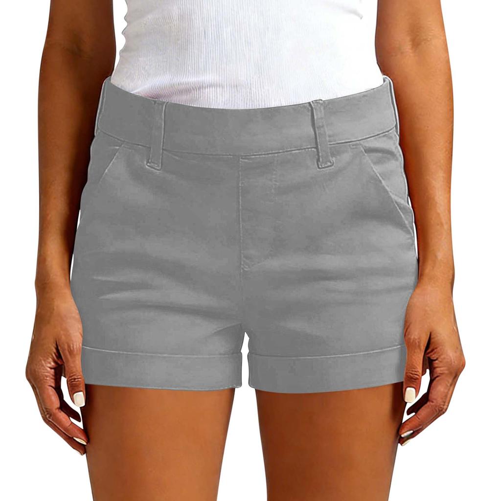 Women's Fashionable Casual -Color Shorts With Pockets