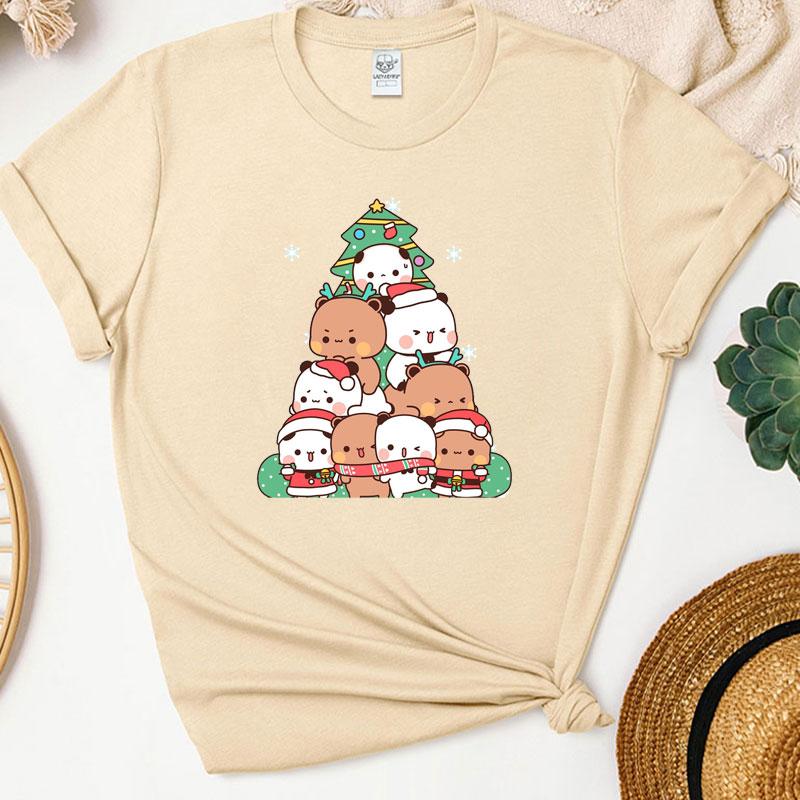 Kawaii Bubu Dudu Christmas Tree Graphics Tshirt Trendy Funny Cartoon Christmas Shirt Novelty Holiday Party Couple Cotton Tees