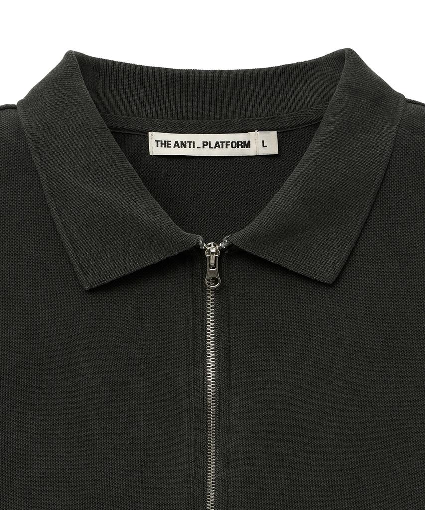 Diantipeullaespom Pigment Oversized Zip-Up Pique Shirt (Charcoal)
