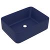 VidaXL Lavabo de Luxe Vasque à Poser de Toilette Lave-mains de Salle de Bain Salle Cosmétique Rectangulaire Bleu Foncé Mat 147045
