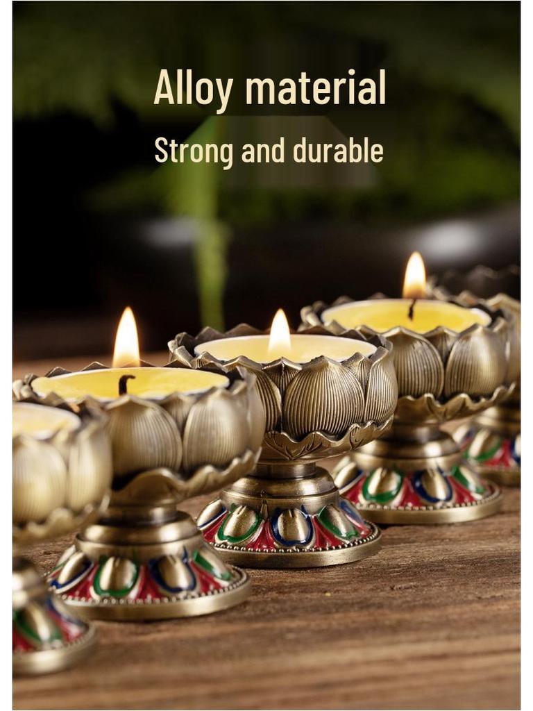 Lotus Metal Candle Holder for Buddha Altar or Home Offering