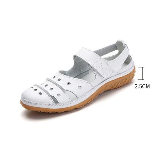 Letní dámské sandály velké velikosti vyduté kožené boty Dámské jednobarevné jednobarevné prodyšné pracovní boty