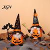 Creepy Gothic Style Ornaments Halloween Plush Gnome Decoration, Spooky Orange Black Spider Web Bat Swedish Faceless Dolls Tomte Elf Figurine,