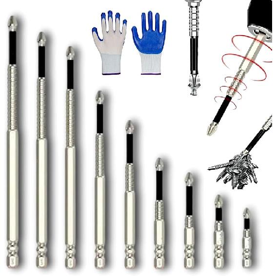 LONGLUAN High Magnetic Screwdriver Drill Bit Set, Never-Drop High-Magnetic Anti-Slip Screwdriver Drill Bit Set, Rust-Resistant Ergonomic Anti Slip