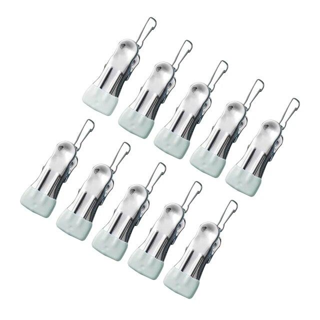 10 szt. Klipsy do ubrań ze stali nierdzewnej Klamerki do prania Haczyk Przenośny Klips do wieszania ubrań Organizer do ubrań do szafy Wieszaki