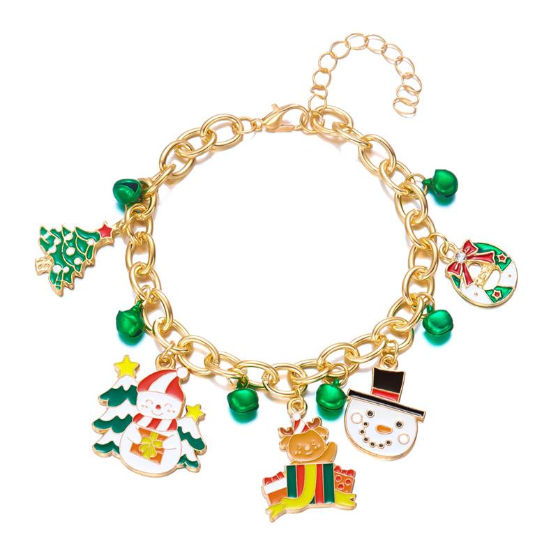 Trendy Handmade Christmas Metal Chain Bracelet for Women Exquisite Santa Claus Snowflake Elk Snowman Bracelet Friendship Jewelry