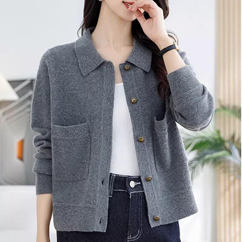 Cardigan Lavorato a Maglia da Donna Versatile Maglione Largo Giacca Cardigan Top Elegante Versatile da Donna