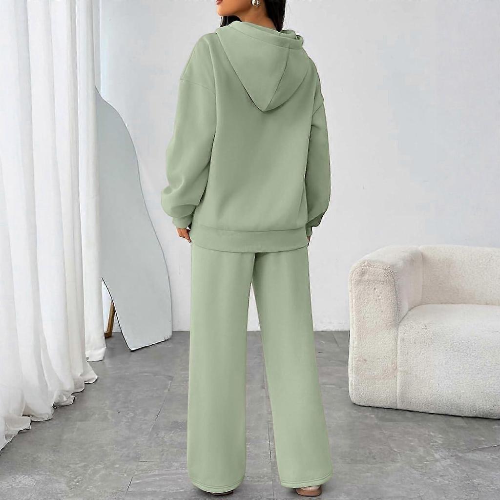 Women's two-piece tracksuit set: oversized hoodie sweatshirt and jogging pants light gray XXXL New Arrival