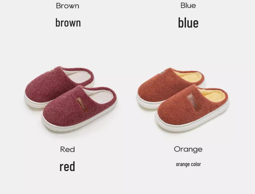 Youdiao Wool Autumn/Winter Plush Non-Slip Slippers for Men & Women - Warm Indoor Shoes for Middle-Aged & Elderly.