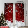 2D Flat Printing 2pcs Merry Christmas Scene Curtains Red and White Snowflakes Polyester Without Electricity Festive Wall Decor