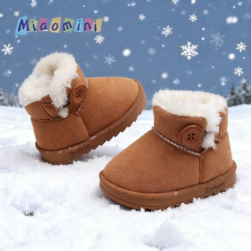 Kids Winter Snow Boots Toddlers Boys Girls Warm Lined Soft Sole Non-Slip Cotton Ankle Age 1-6 Years