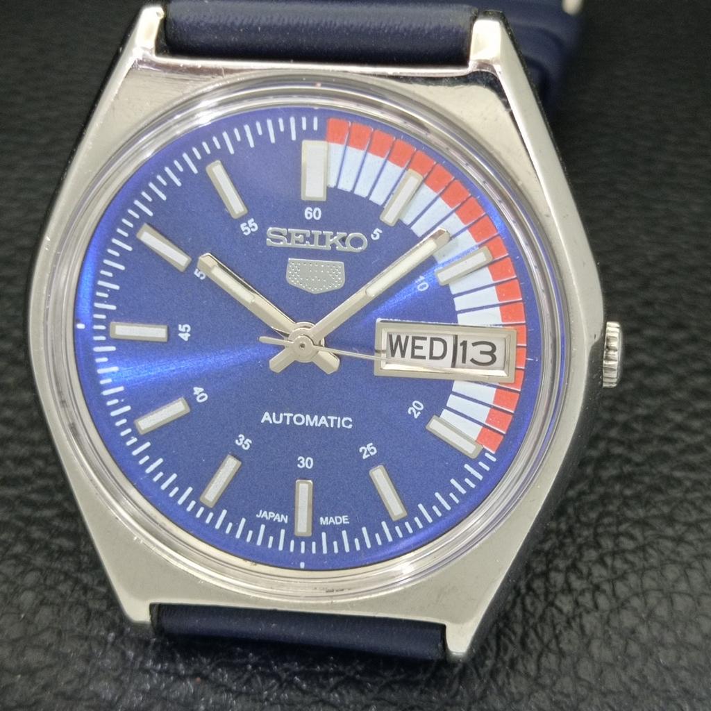 Seiko 5 AUTOMATIC 6319A JAPAN MENS VINTAGE BLUE COLOR DIAL WATCH A701914-5 R207-a701914