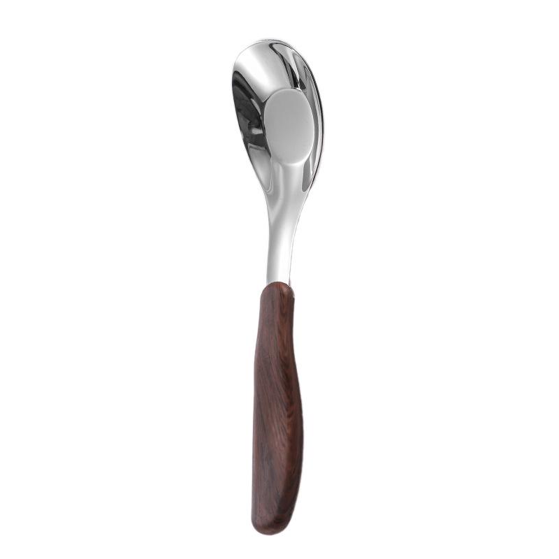 304 Stainless Steel Yuanbao Cutlery Set - Wood Grain Imitation, Child-Friendly Knife, Fork & Spoon for Dining and Dessert.