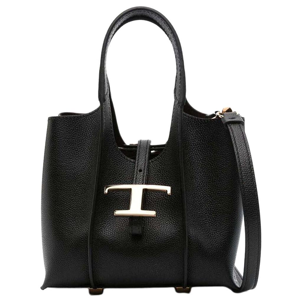 Tods Borsa a Mano in Pelle con Ciondolo T Metallico T Timeless Donna Nera XBWTSBA0000Q8EB999