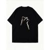 White T Shirt With Cat Embroidery Design For Casual Wear