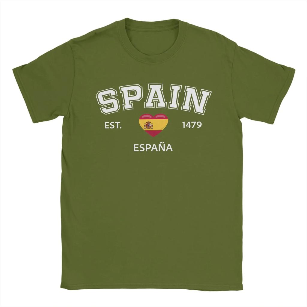 Spain Heart T-Shirt Beach Pure Cotton T-Shirts For Adult Hippie Loose Tshirt Short-Sleeve Awesome Top Tees