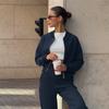 Europe, America, autumn and winter new fashion casual short waist zipper jacket straight pants sweater set