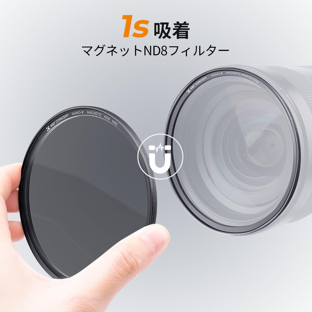 Concept 58mm Magnetic ND8 Lens Cap Magnetic Easy to Made in Japan AGC Optical Low Nano Lens Filter for Landscape Adapter Ring Included Direct K&F +