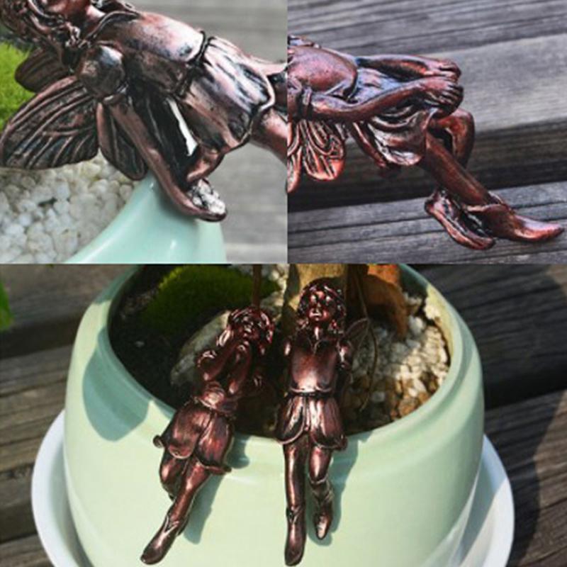 Fairy Girl Hanging Cup Resin Decoration Fairy Combination Flower Basket Edge Decoration Garden Pot Ornaments